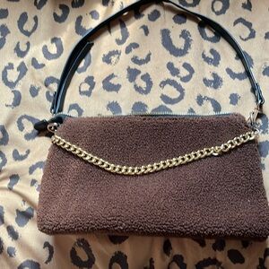 Dark brown fuzzy handbag